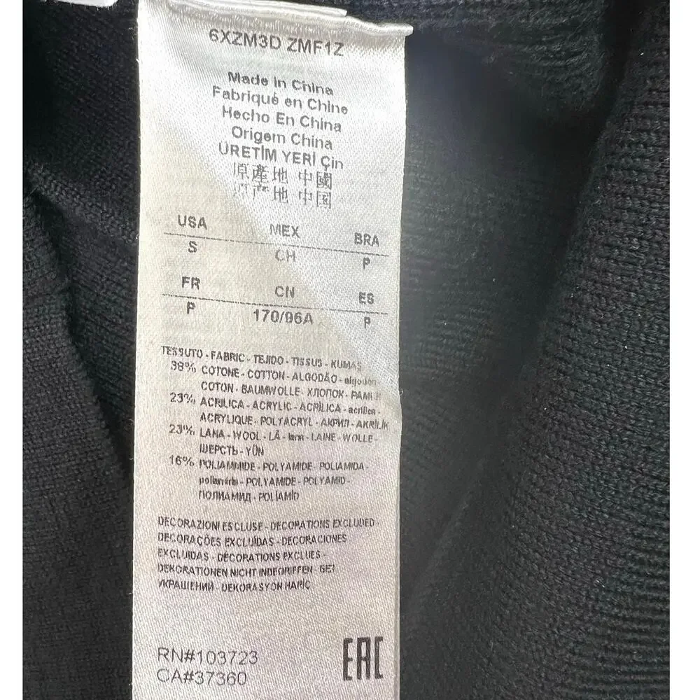 Armani Exchange A|X Black Textured Panel Crewneck Sweater Small